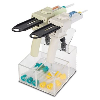 Impression Gun Organizer - 2-Gun Holder with Mixing Tip Storage Bins Impression Gun Organizer - 2-Gun Holder with Mixing Tip Storage Bins