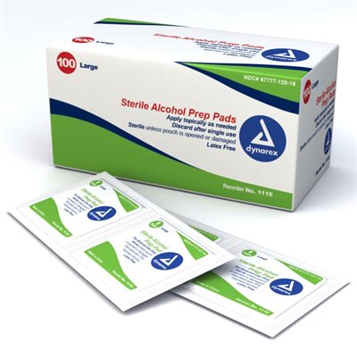 Alcohol Prep Pads, Sterile - Large Size (100 / box) Alcohol Prep Pads, Sterile - Large Size (100 / box)