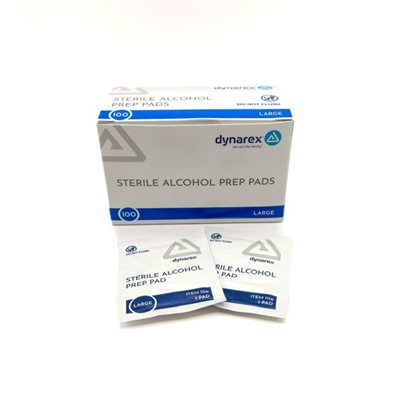 Alcohol Prep Pads, Sterile - Large Size (100 / box)