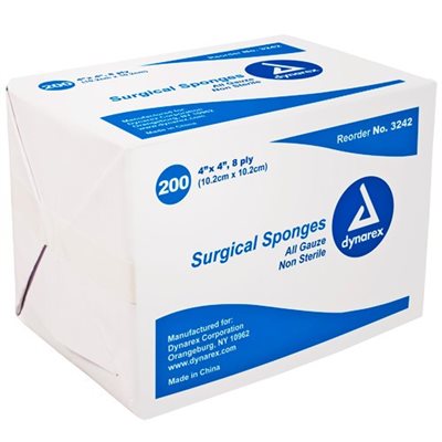 Gauze Pads - Non-Sterile, 8-Ply, 4" X 4" (200 / pk) Gauze Pads - Non-Sterile, 8-Ply, 4" X 4" (200 / pk)