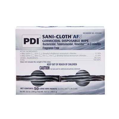 ** Sani-Cloth AF3 Alcohol-Free Individually Wrapped Wipes (50 / box) ** Sani-Cloth AF3 Alcohol-Free Individually Wrapped Wipes (50 / box)