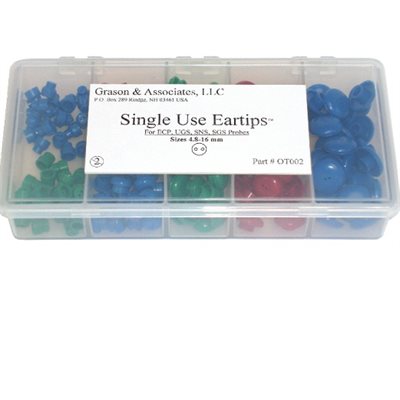 * Grason OT Series TEOAE Eartip Kit in Plastic Box - 175 / kit (25 of ea 4.8mm - 16mm) * Grason OT Series TEOAE Eartip Kit in Plastic Box - 175 / kit (25 of ea 4.8mm - 16mm)