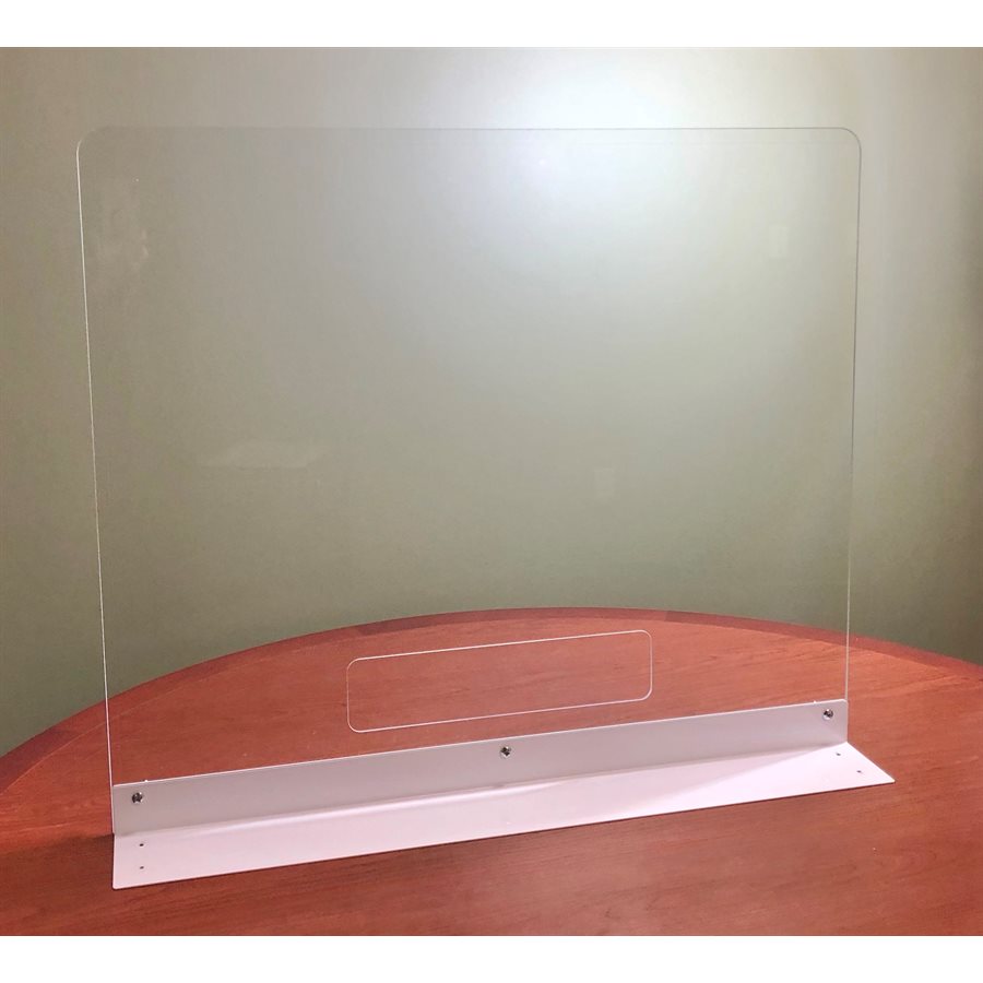 Countertop Shield 32" Clear Acrylic with Double Side Base & Pass Thru