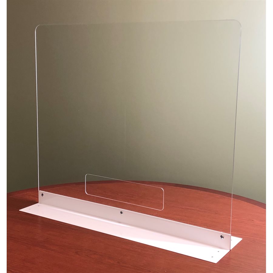 Countertop Shield 32" Clear Acrylic with Double Side Base & Pass Thru